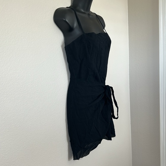 Princess Polly Forest Hunt Black Square Neck Tie Wrap Skirt Mini Dress - Picture 8 of 13